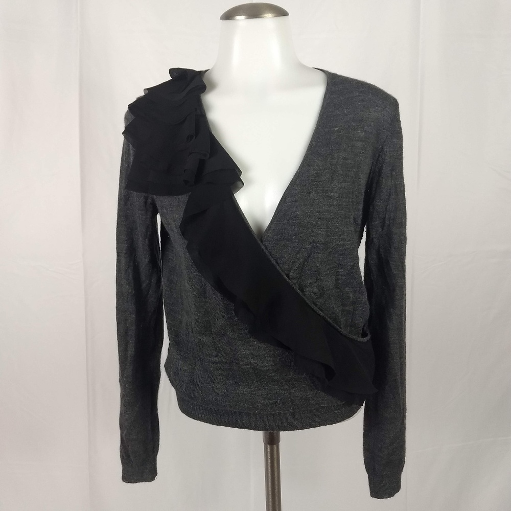 Ann Taylor Loft XS Wool Blend Faux Wrap Blouse Top